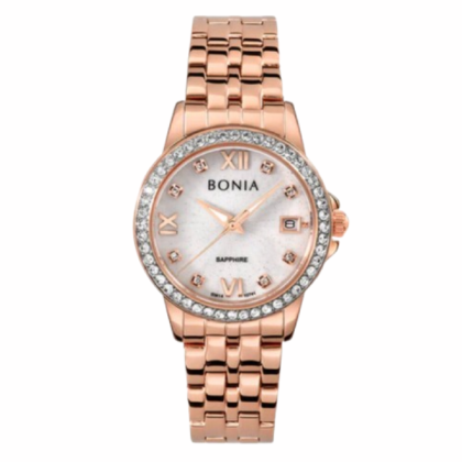 Bonia BNB10741-2513S Full Rose Gold Stainless Steel Strap Analog Women Watch 